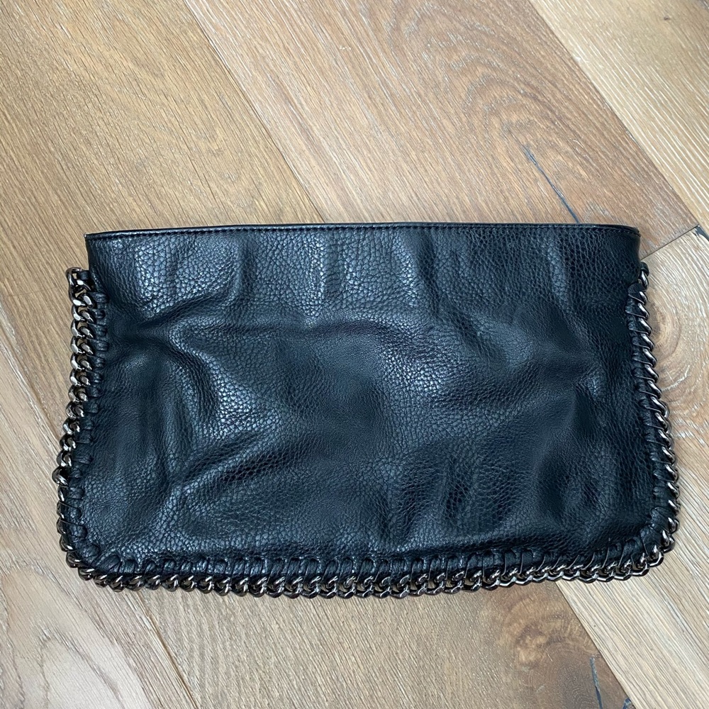 Black leather clutch